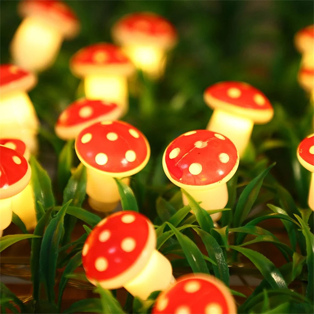 1.5m 10 LED Mushroom Decor Fairy Lights Battery Operated String Lights Gifts - Warm White - 1