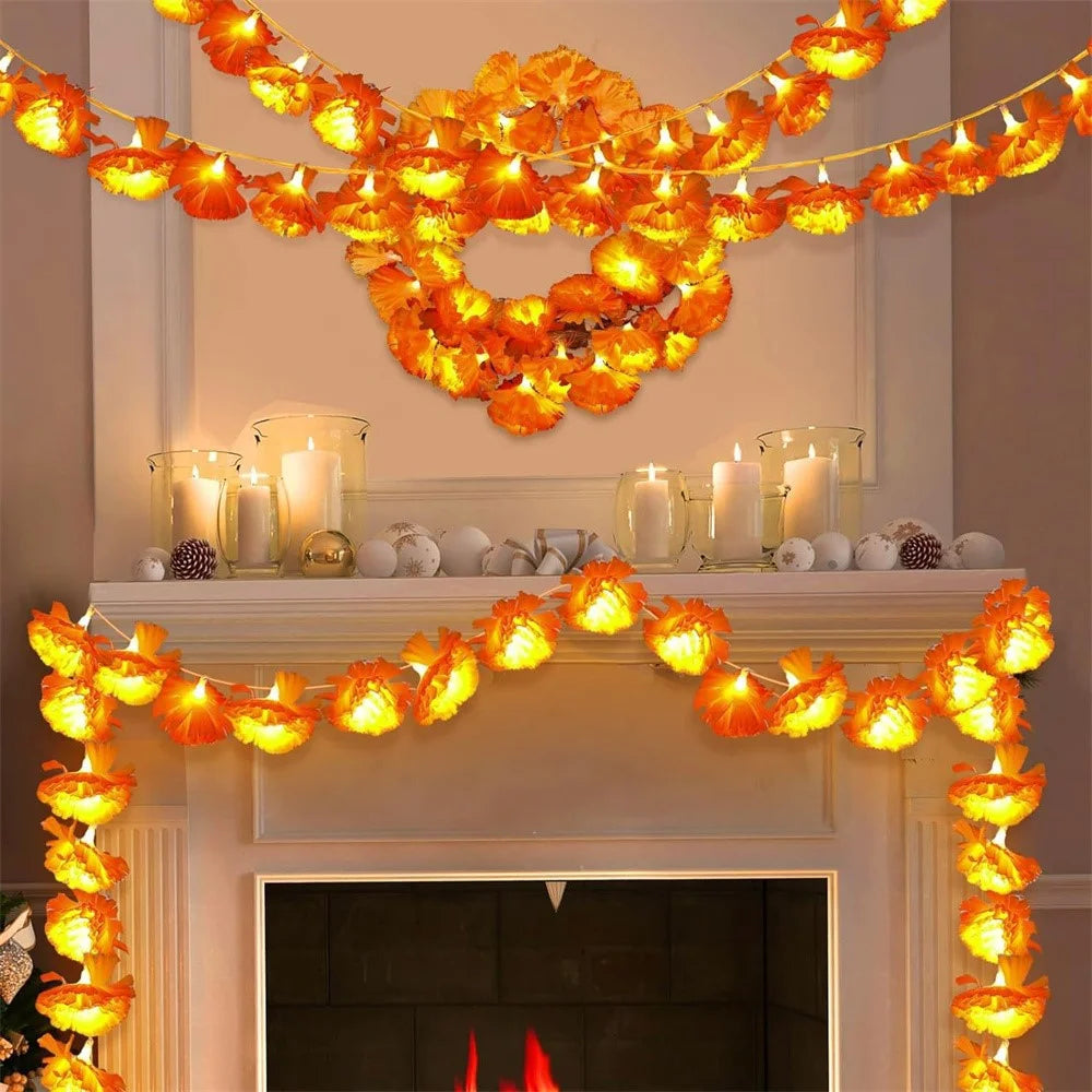 1.5m 10 LED Dahlia Fairy Lights Battery Operated String Lights Halloween Gift Cemetery Decor - 5