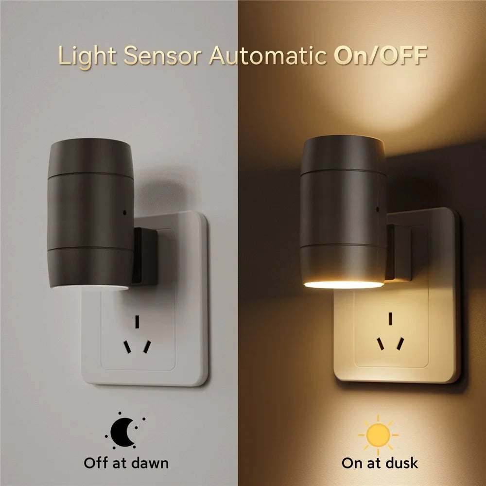 2Pcs Brightness Adjustable Light Sensing Rotatable Lamp Home Bedroom Night Light - EU Plug - 2