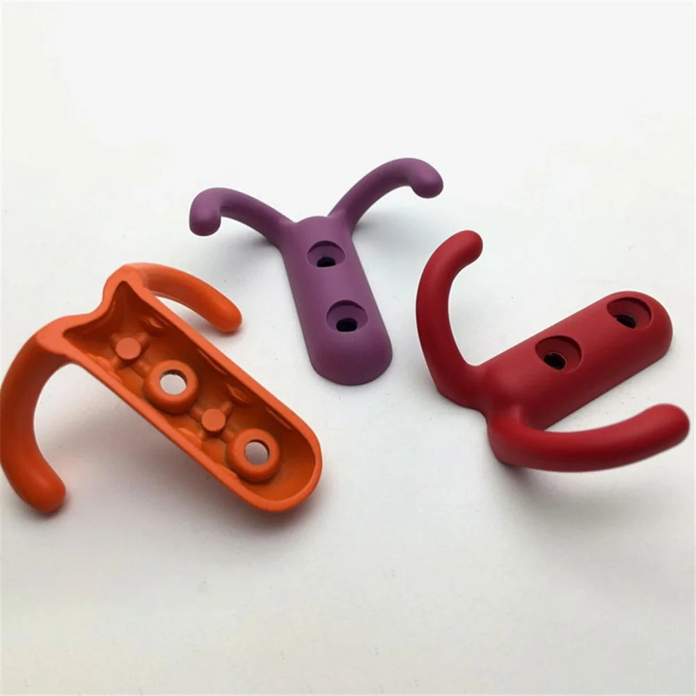 81004 Dual-Hook Zinc Alloy Wall Door Mount Hanging Hook Kids Room Clothes Hat Hanger Hook with 2 Screw Holes - Matte Black - 3