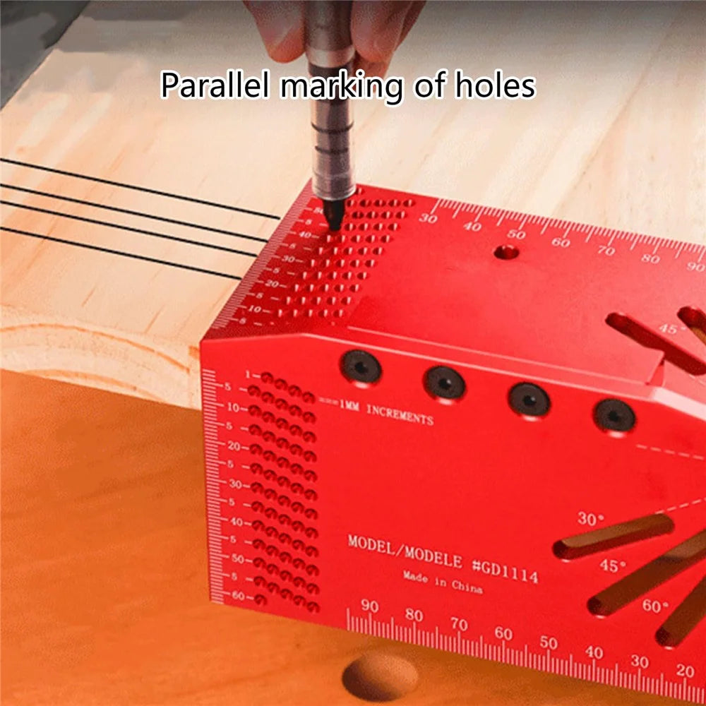 GD1114 Woodworking Marking Ruler 3D Bevel Gauge 30 45 60 90 120 Degree Aluminum Alloy Angle Ruler - Metric System - 2