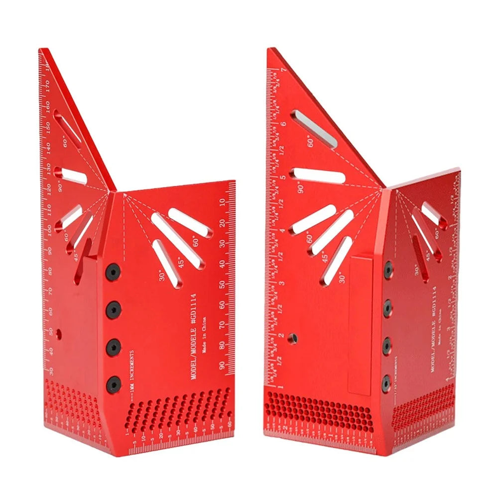 GD1114 Woodworking Marking Ruler 3D Bevel Gauge 30 45 60 90 120 Degree Aluminum Alloy Angle Ruler - Metric System - 7