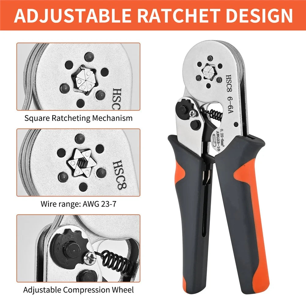 HSC8 6-4A Ferrule Crimping Pliers with 1900Pcs Terminals Wire Connector Electrical Repair Kit - 3