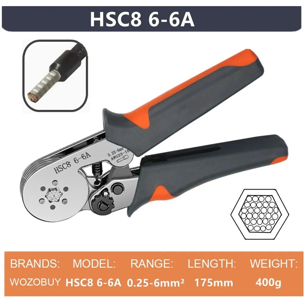 HSC8 6-6A Ferrule Crimping Pliers with 1900Pcs Terminals Wire Connector Electrical Repair Kit - 5