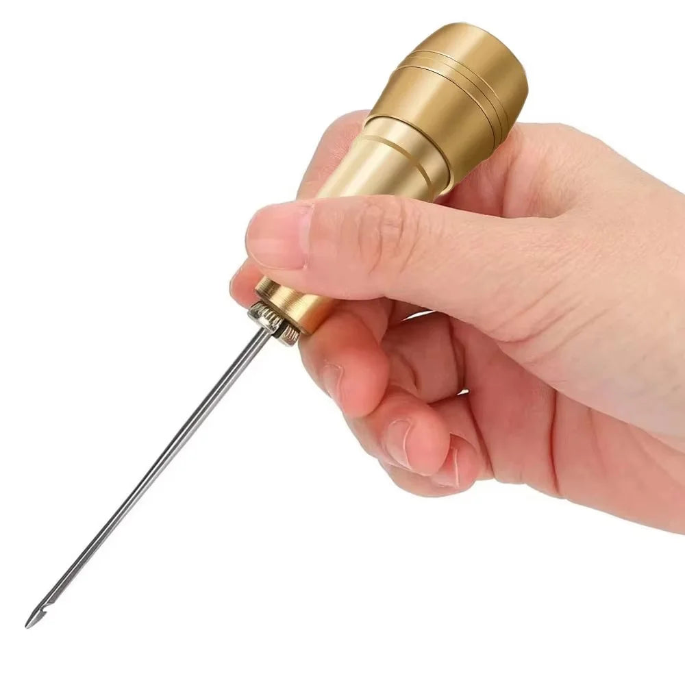 Leather Sewing Awl Set Copper Handle Hand Stitching Repair Tool for Shoes Canvas Tent Leather Crafts - 2