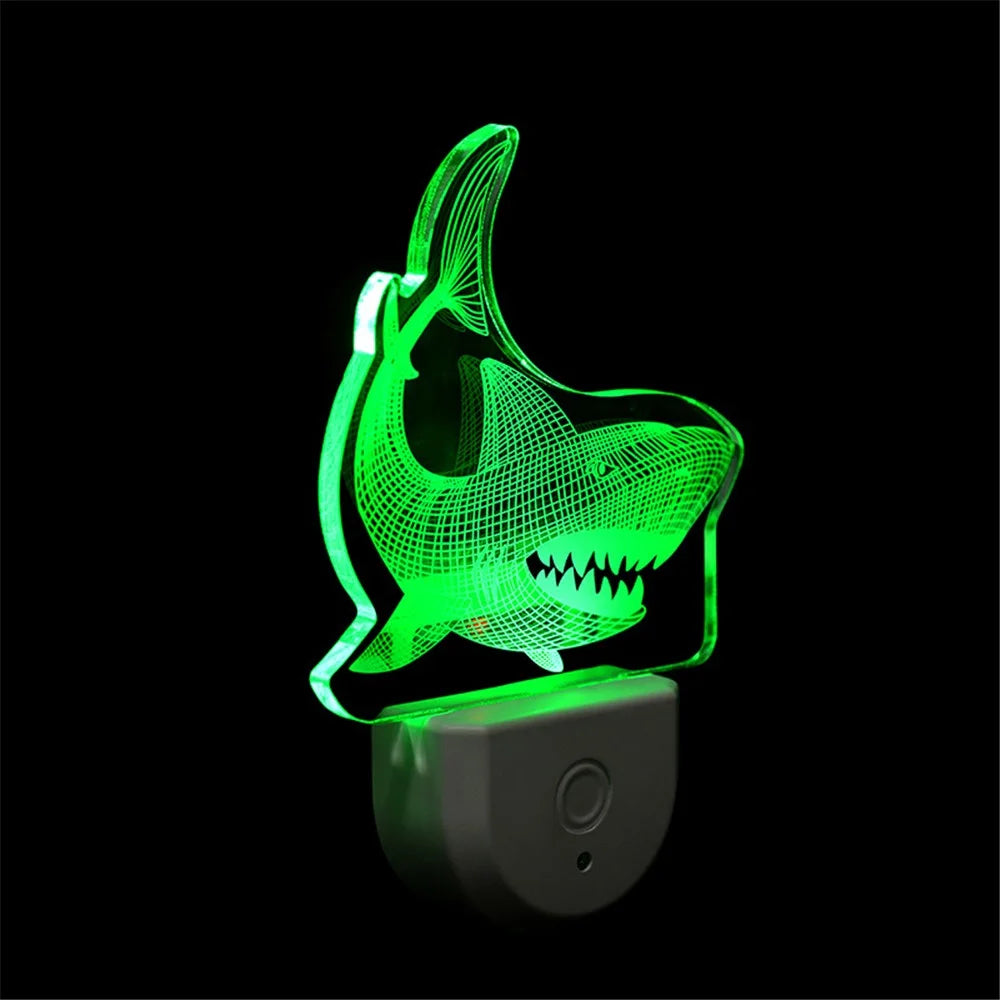 Colorful Ambient LED Night Light Auto On / Off Light Sensor Socket Lamp, EU Plug - Shark - 3