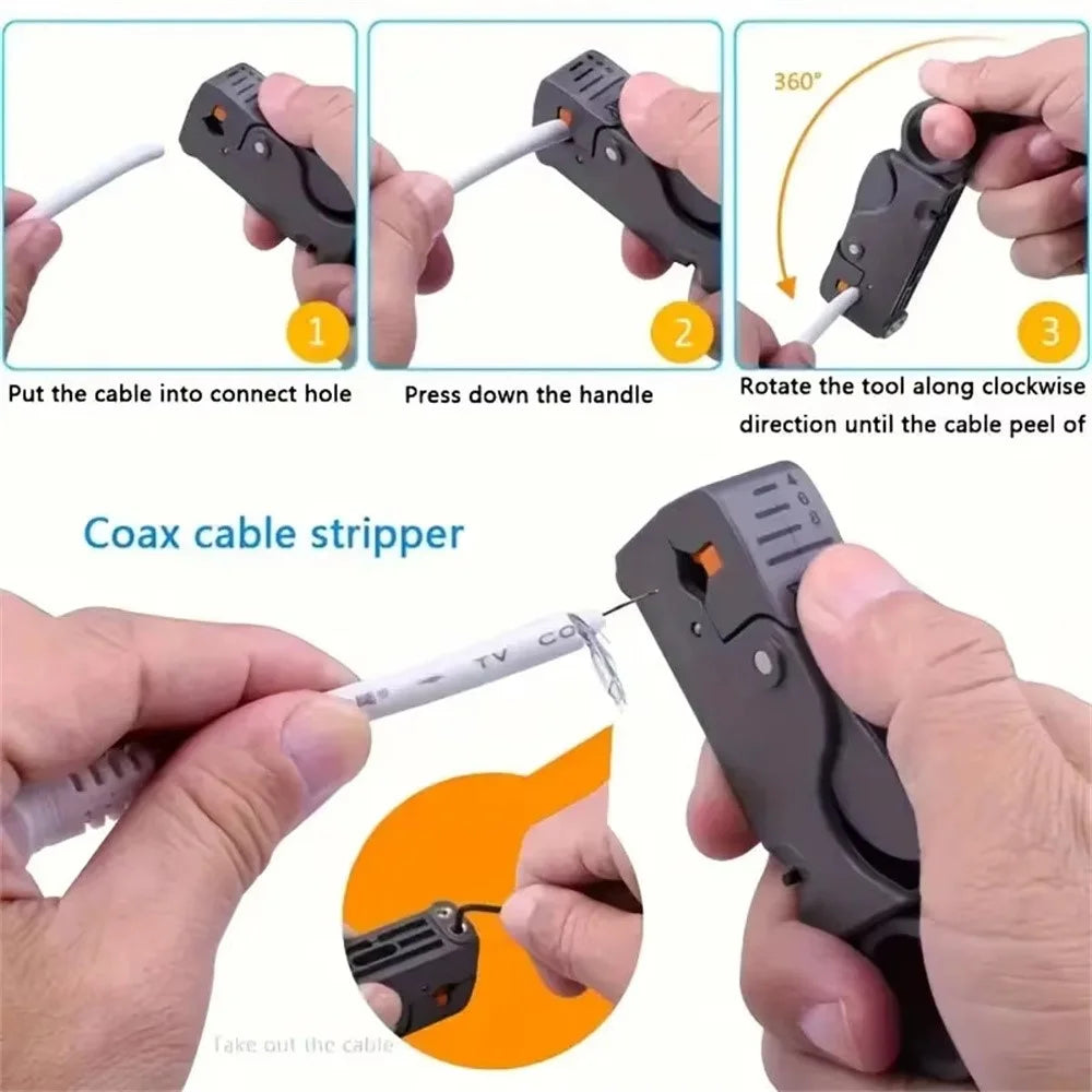 RG59 / 6 Coaxial Cable Crimping Tool 22PCS Set F Connector Compression Pliers Network Cable Wire Stripper - 2