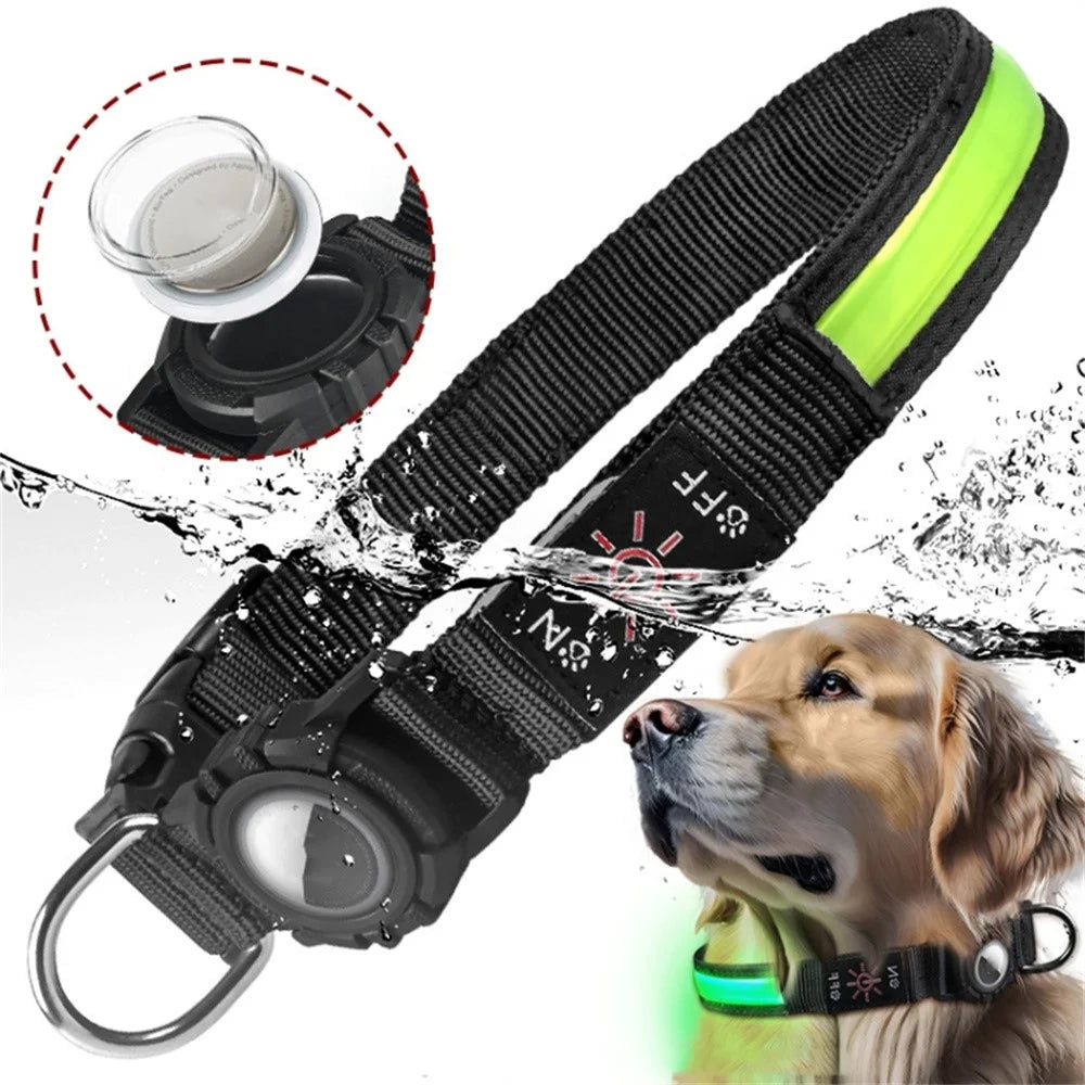 Size S Protective Case for AirTag Anti Lost Dog Collar Waterproof 3 Modes LED Pet Collar, (28-40cm) x 2.5cm - Blue - 2