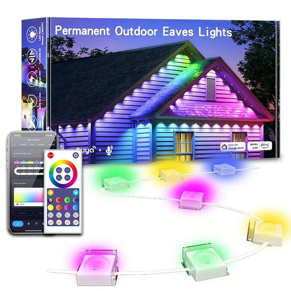 WY021 45m 90-LED Smart Outdoor Eaves Light Waterproof App Control Light String RGB Ambiance Lamp - US Plug - 1