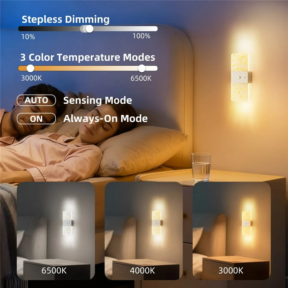 ASW003  /  ASW004 Standard Version Magnetic Wall Lamp Motion Sensor Rechargeable Long Strip Bedside Wall Light - Rectangular  /  White - 5