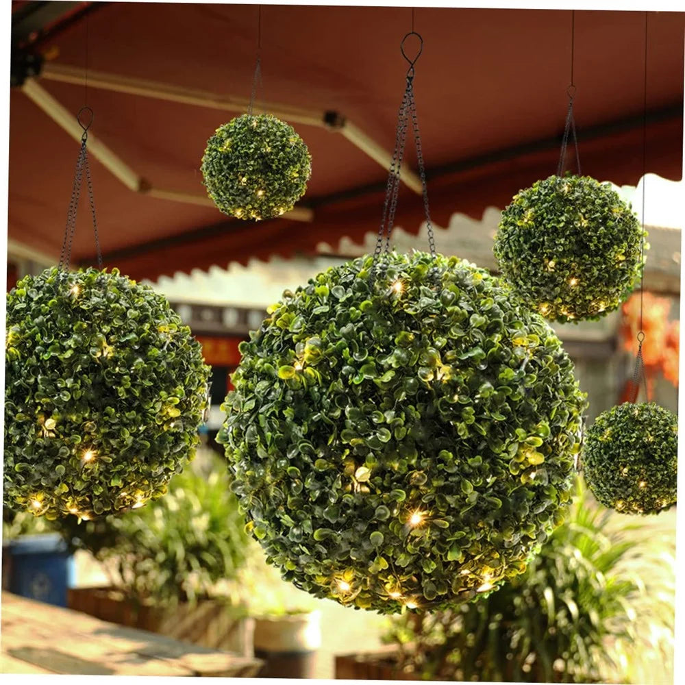 24 x 46.5cm Solar Powered LED Light Artificial Flower Ball String Lights for Outdoor Garden Decor - 2
