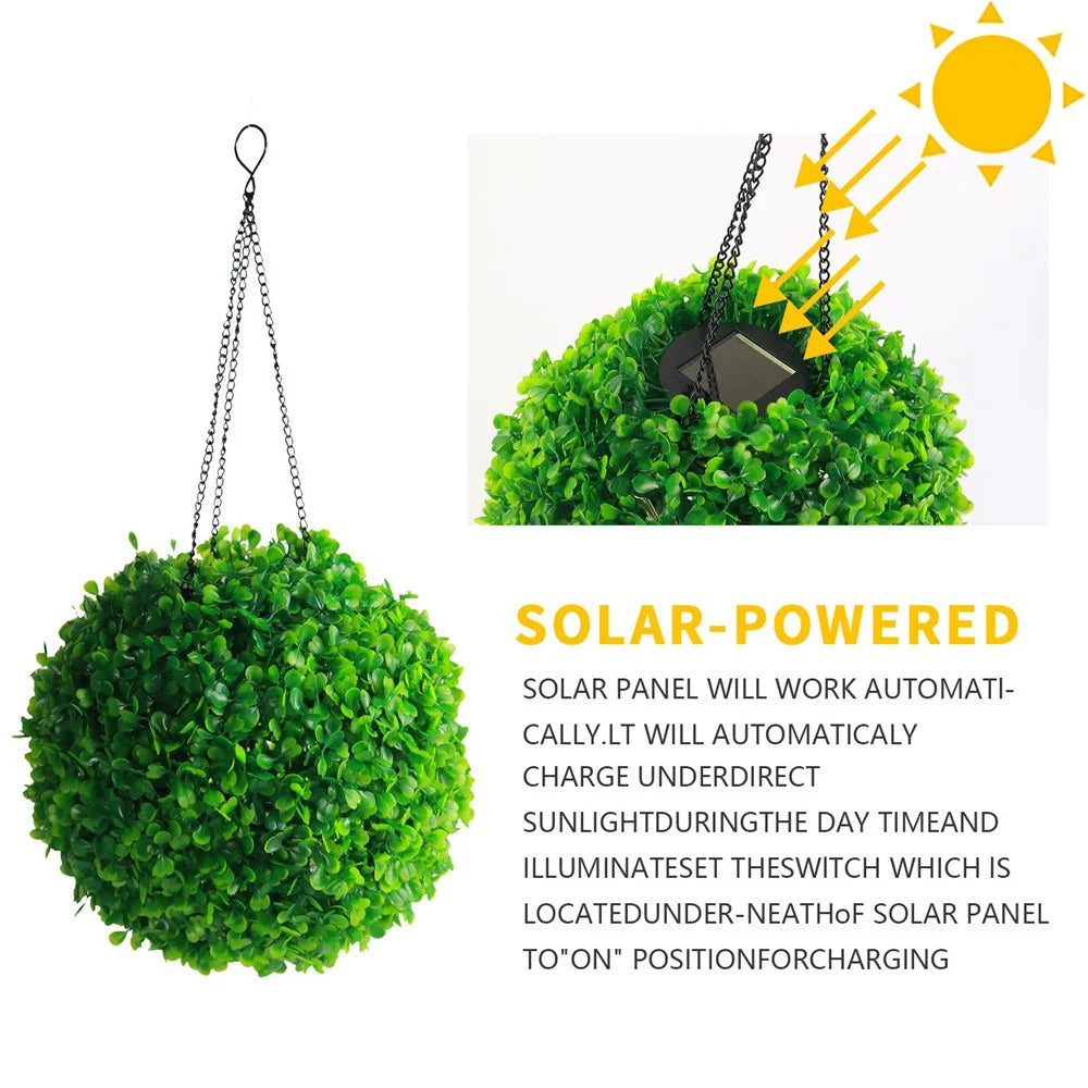 24 x 46.5cm Solar Powered LED Light Artificial Flower Ball String Lights for Outdoor Garden Decor - 4