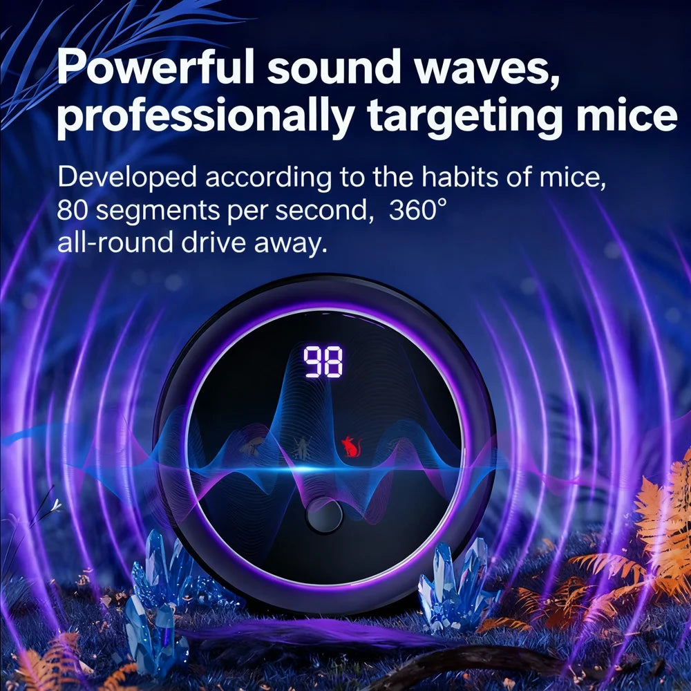 Ultrasonic Pest Repeller Rechargeable Intelligent Frequency Variation 4 Modes Rodent Mosquito Repellent - Black - 5