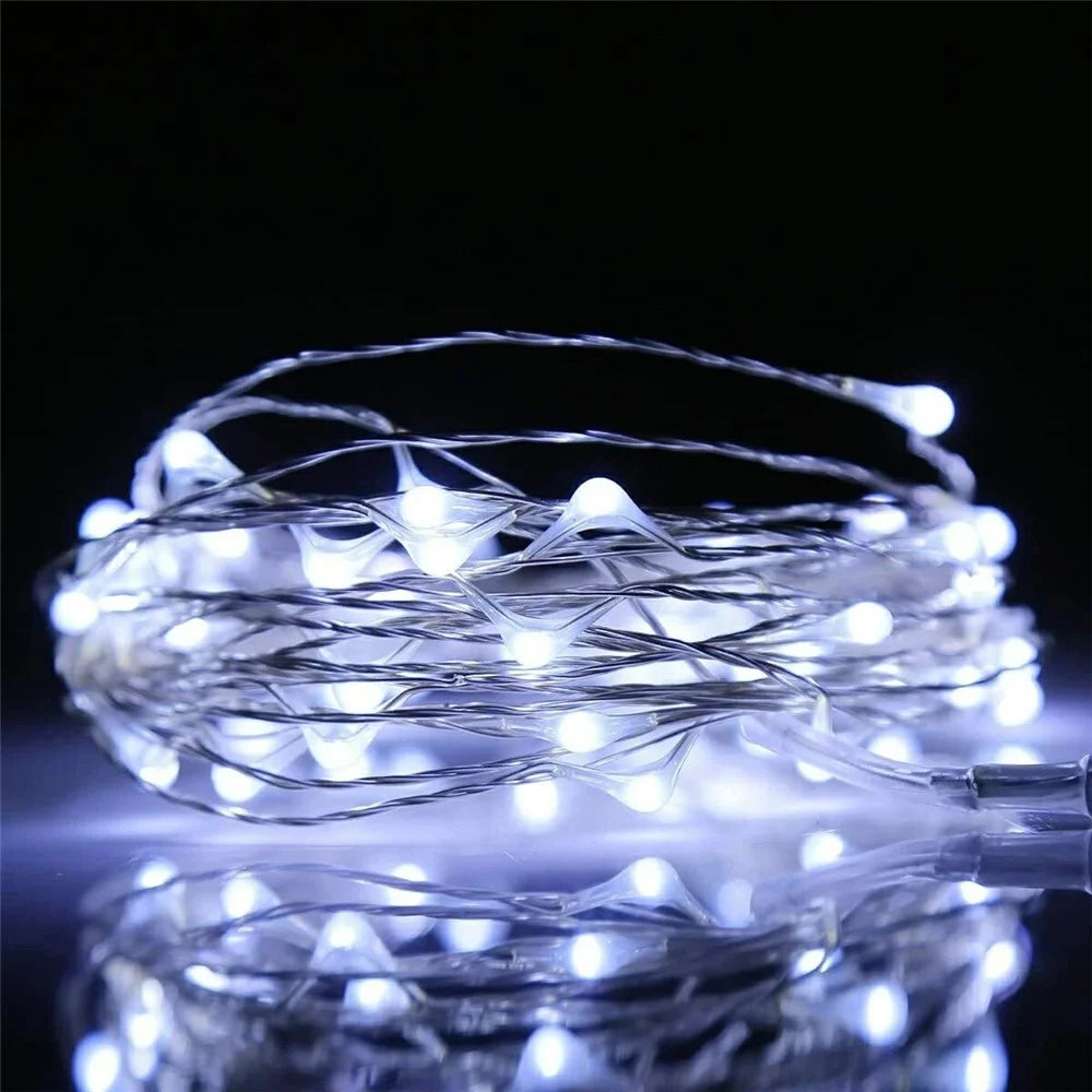 2m 20-LED Copper Wire String Light Battery Operated Fairy Lamp for Christmas Party Decoration - Pure White - 2