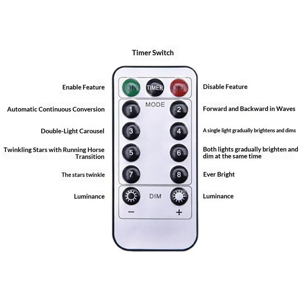 20m 200-LED USB Powered Copper Wire String Lights Remote Control 8 Modes Timer Fairy Lamp for Christmas Party Home Decoration - Warm White - 6