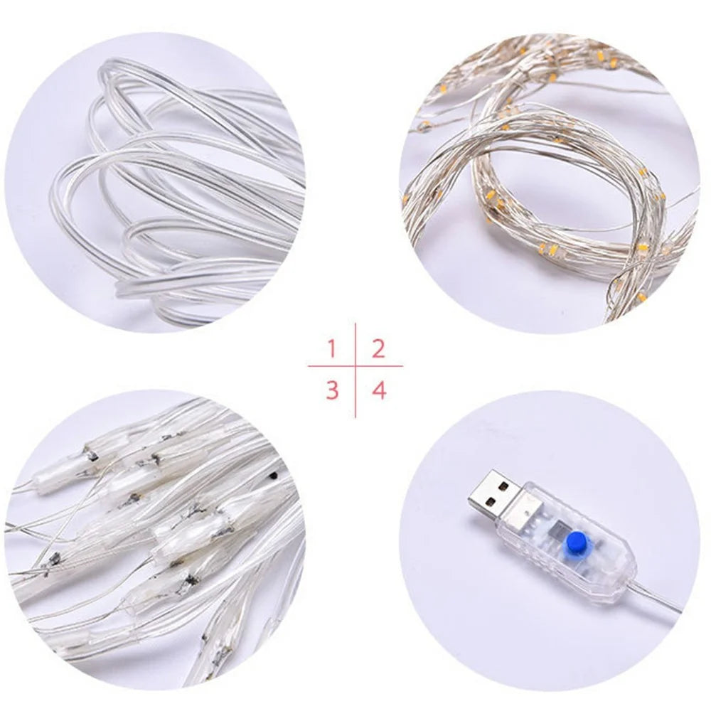 20m 200-LED USB Powered Copper Wire String Lights Remote Control 8 Modes Timer Fairy Lamp for Christmas Party Home Decoration - Warm White - 7