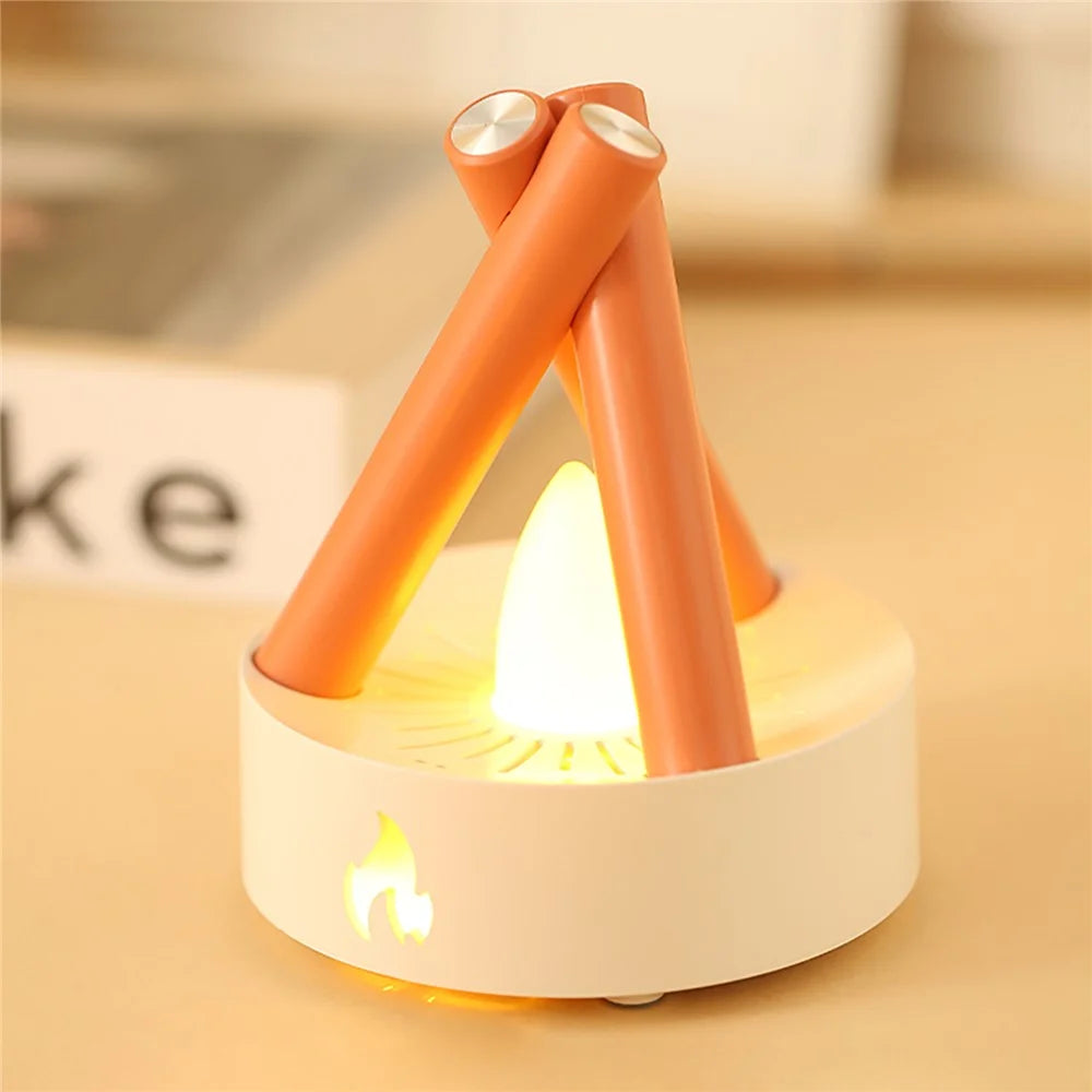 HZ-K12 Bonfire Night Light with 5 White Noise Sounds Portable Sleep Aid for Bedroom - White+Orange - 1