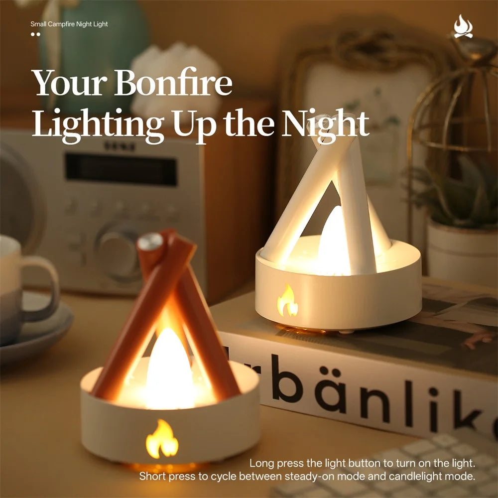 HZ-K12 Bonfire Night Light with 5 White Noise Sounds Portable Sleep Aid for Bedroom - White+Orange - 5