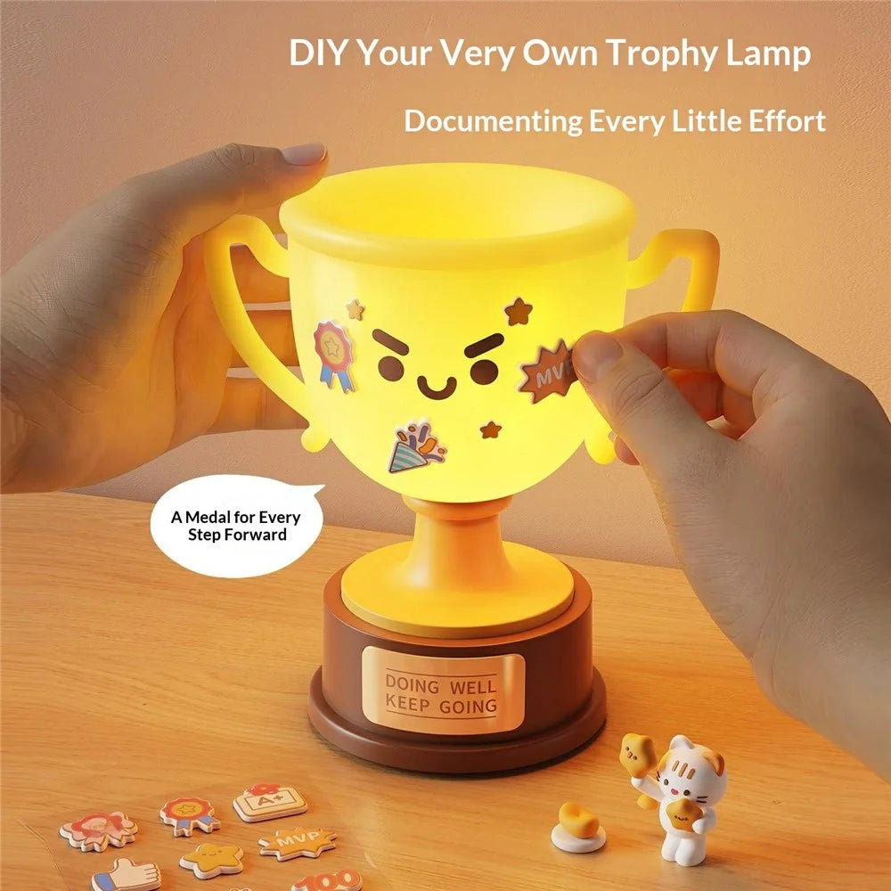 DIY Trophy Night Light Tap-to-Light Kids Bedside Lamp USB Rechargeable 3-Level Dimmable - Style A - 2