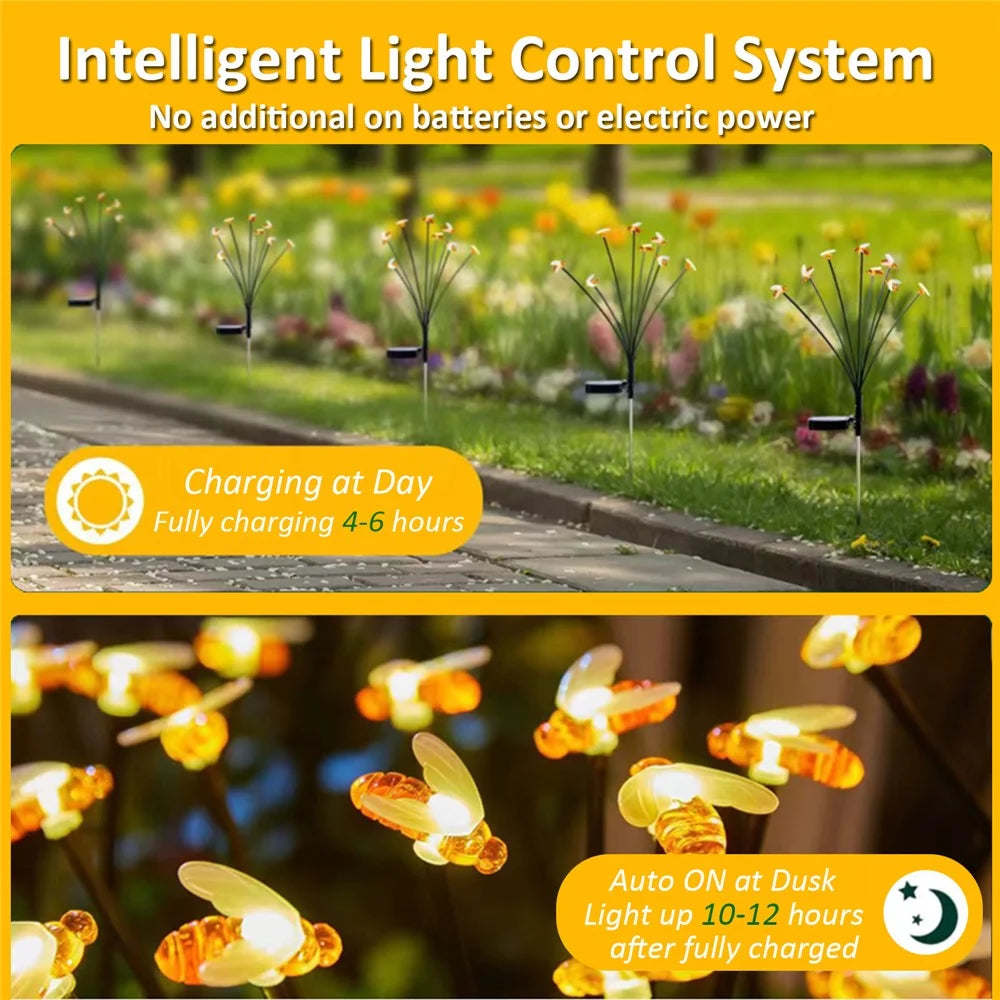 Solar Bee Firefly Light Outdoor Waterproof 8-LED Lamp Garden Decorative Light Yard Patio Pathway Decoration - 5