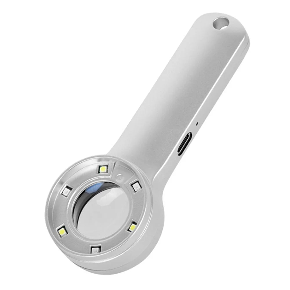 30X Hand-held ABS+Glass Lens Magnifier Rechargeable Jewelry Identification Magnifying Glass - 1