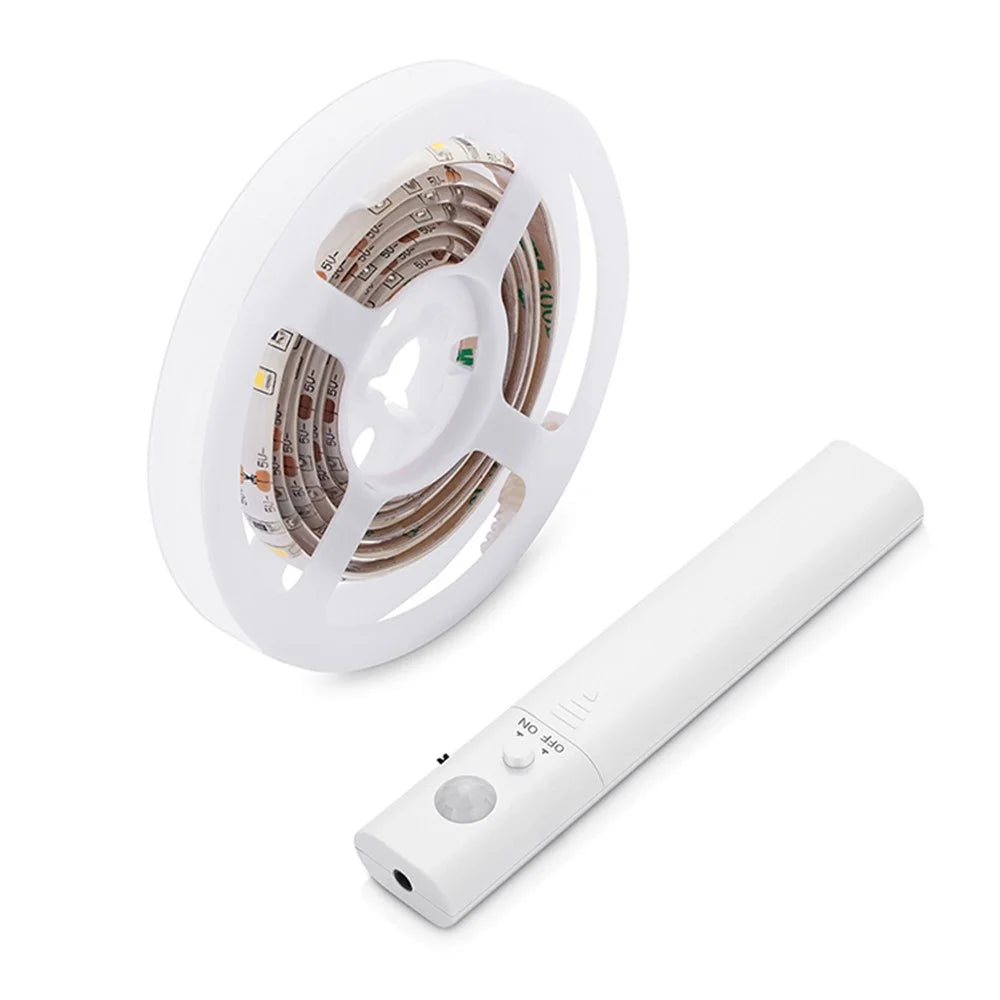 3m 90-LEDs 5V Battery Powered Sensing Light Light Strip Home Bathroom Cabinet Backlight Lamp Window Decor - Warm-White Light - 2
