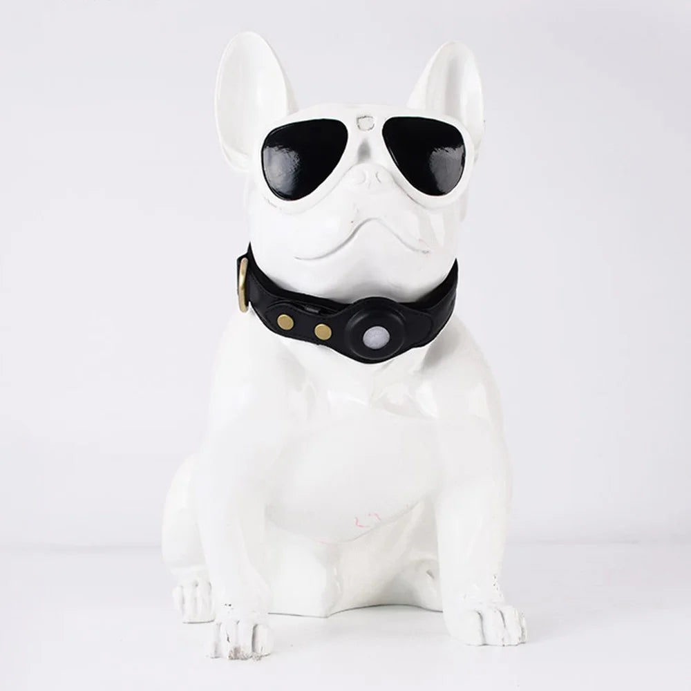 PU+Suede Leather Pet Collar Compatible with Apple AirTag Holder Anti-lost Dog Cat Tracker Locator, Size: S - Black - 2