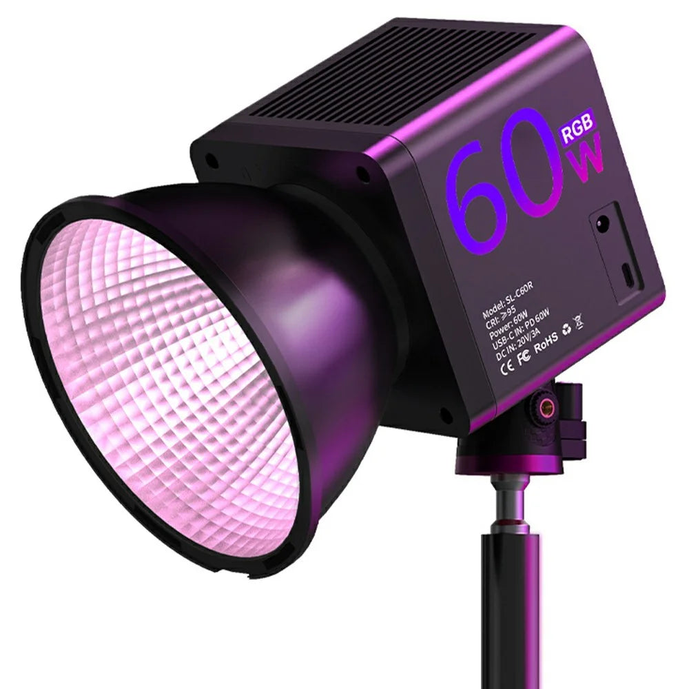 C60R Professional 60W Video Photography COB Fill Light RGB Stage Lamp, with 8 Batteries - EU Plug - 1