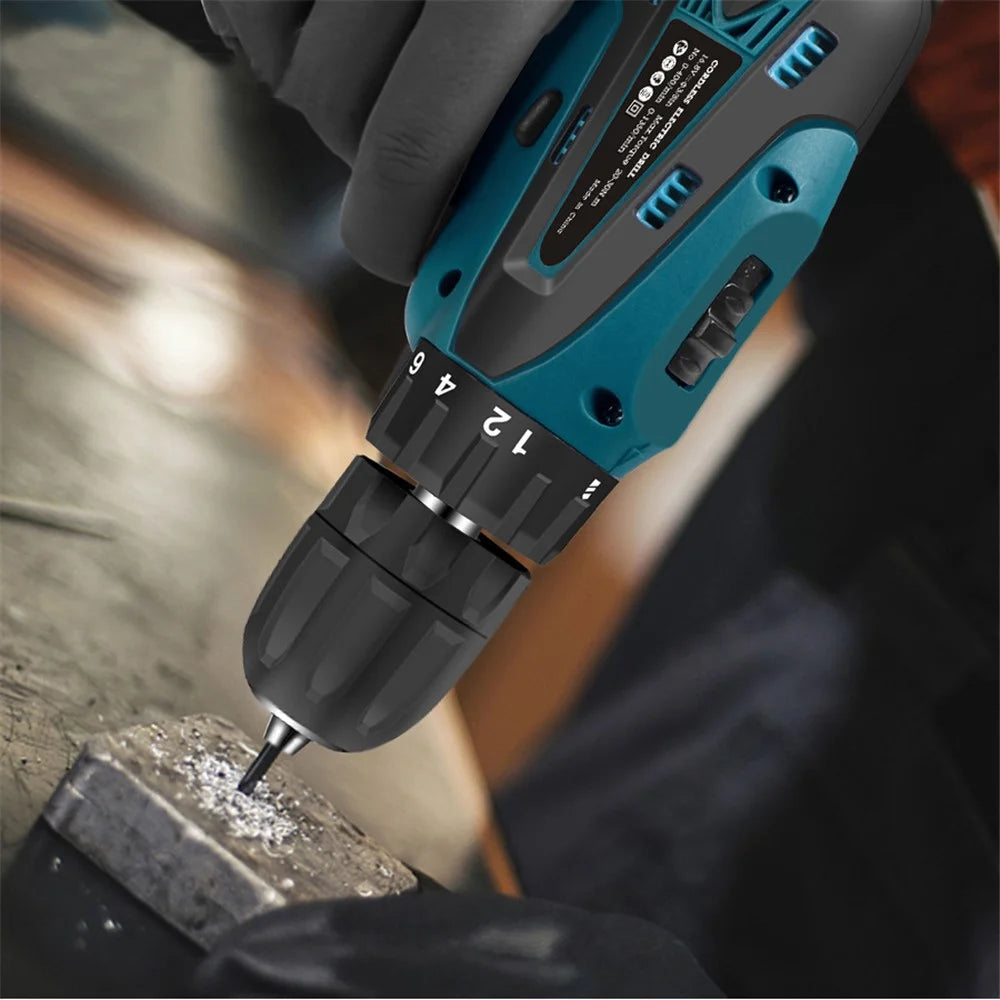 HILDA Cordless Electric Drill Screwdriver Rechargeable 12V Mini Drill Electric Screwdriver Tool with Plastic Box, EU Plug - 7