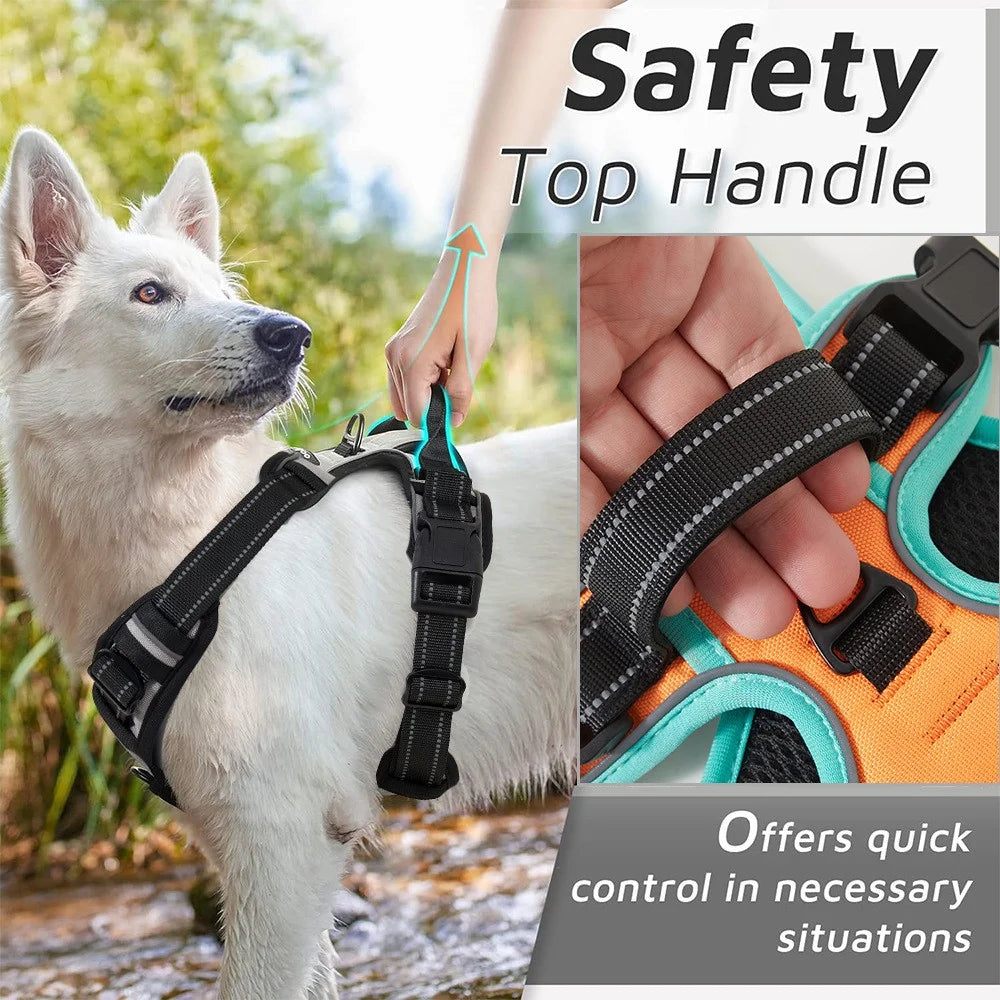 LDLC QS-111 M Size Pet Gift Harness Dog Cat Vest Oxford Fabric Chest Strap Reflective Breathable Adjustable - Orange - 2