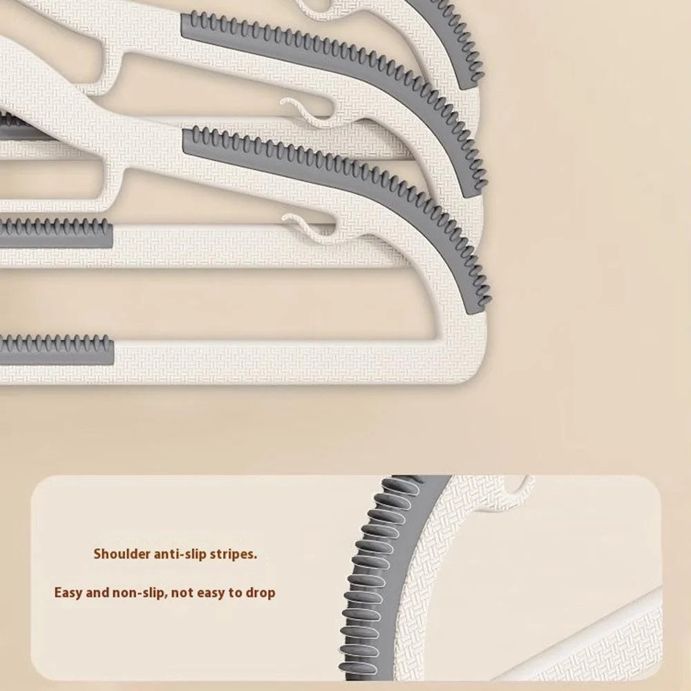 10Pcs Traceless Clothes Hangers Non Slip ABS Stainless Steel Wet Dry Use Wardrobe Organizer - Grey - 4