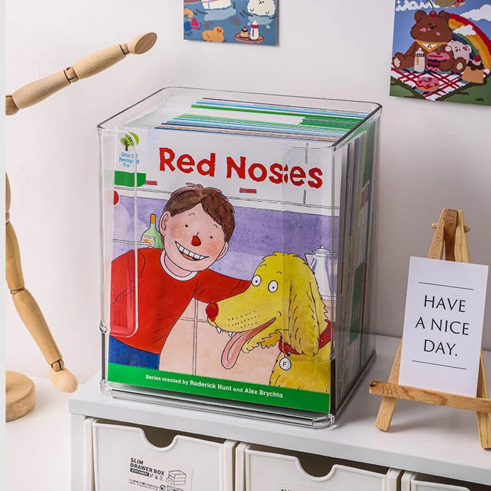 Clear Children's Book Organizer Desktop Bookshelf Storage Box For Picture Books  /  Desk Organization - 4