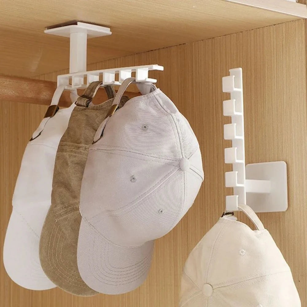 6 Hooks Adhesive L Shape Hanger Plastic Storage Rack for Cabinet No Drill Organizer - 3