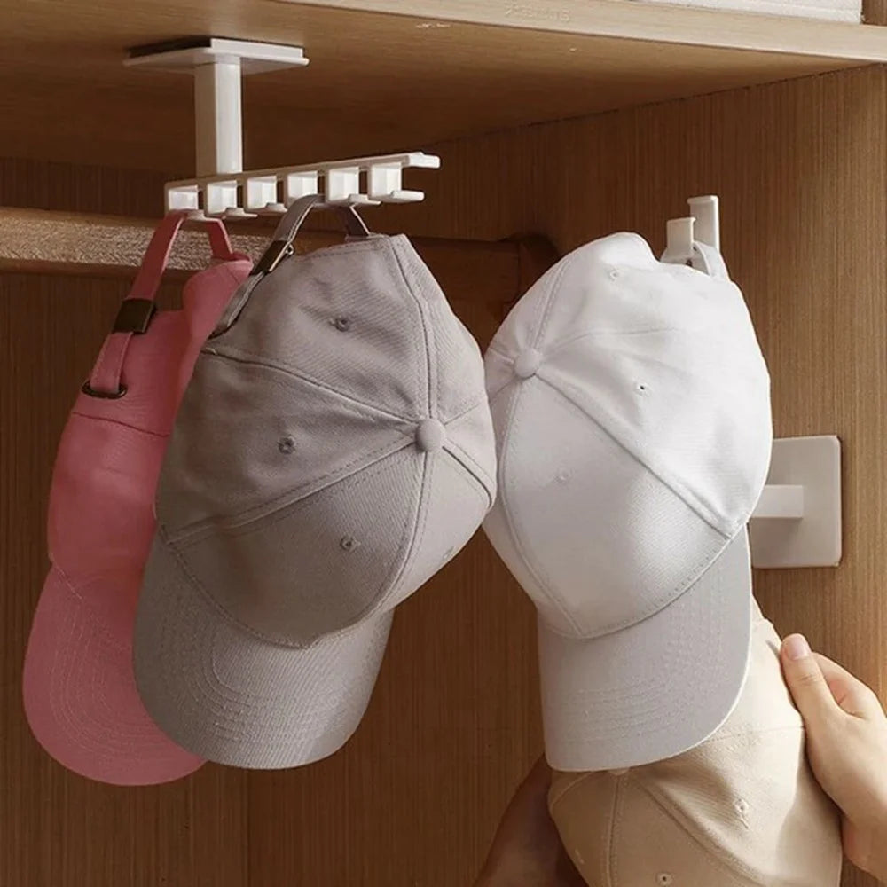 6 Hooks Adhesive L Shape Hanger Plastic Storage Rack for Cabinet No Drill Organizer - 5