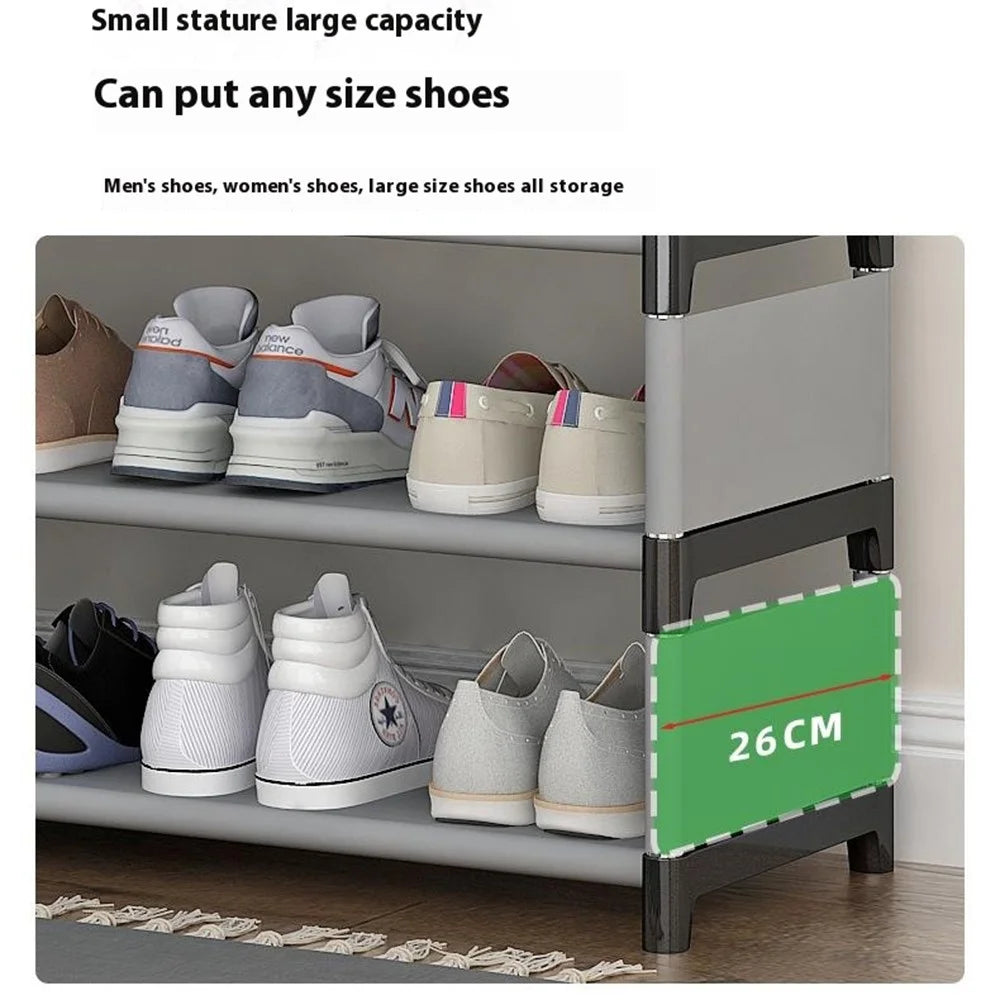3 Layers Space Saving Shoe Rack Shoe Storage Organizer Shelf for Apartment Entryway, 54 x 26 x 38cm - Grey - 4
