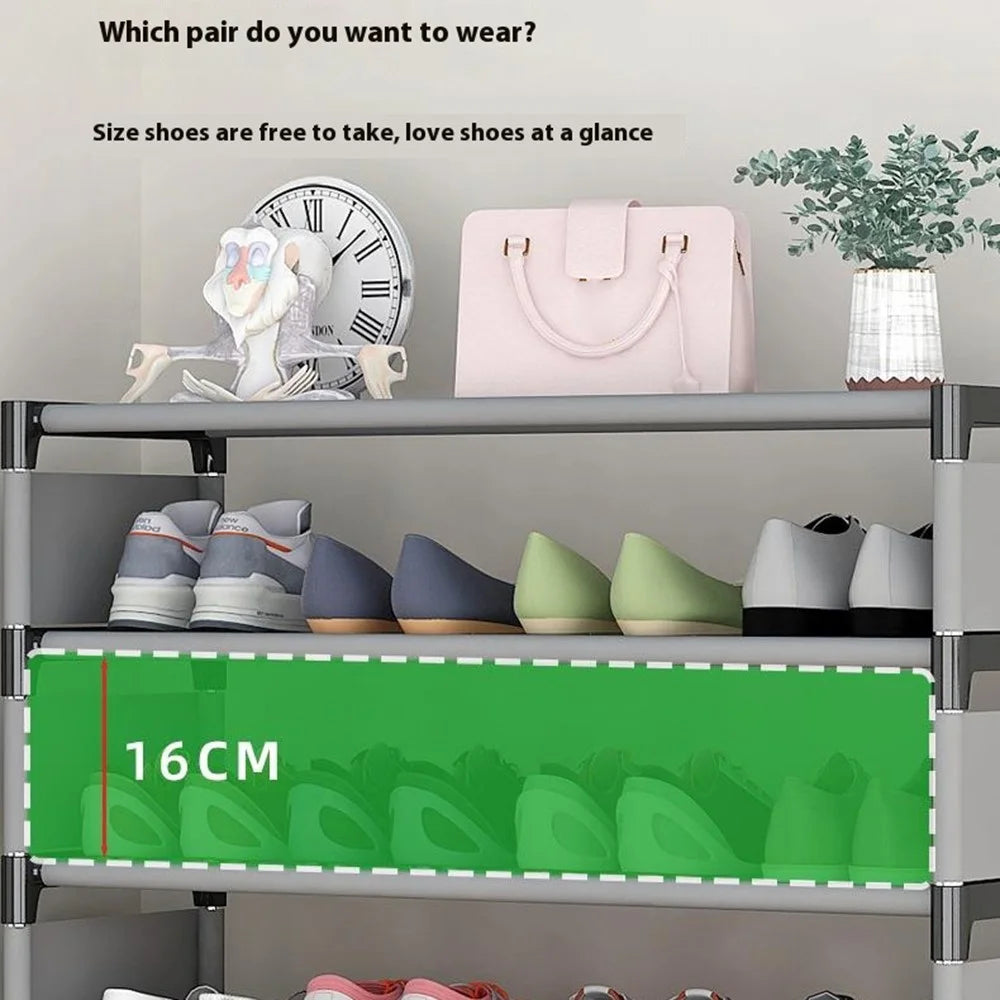 3 Layers Space Saving Shoe Rack Shoe Storage Organizer Shelf for Apartment Entryway, 54 x 26 x 38cm - Grey - 5
