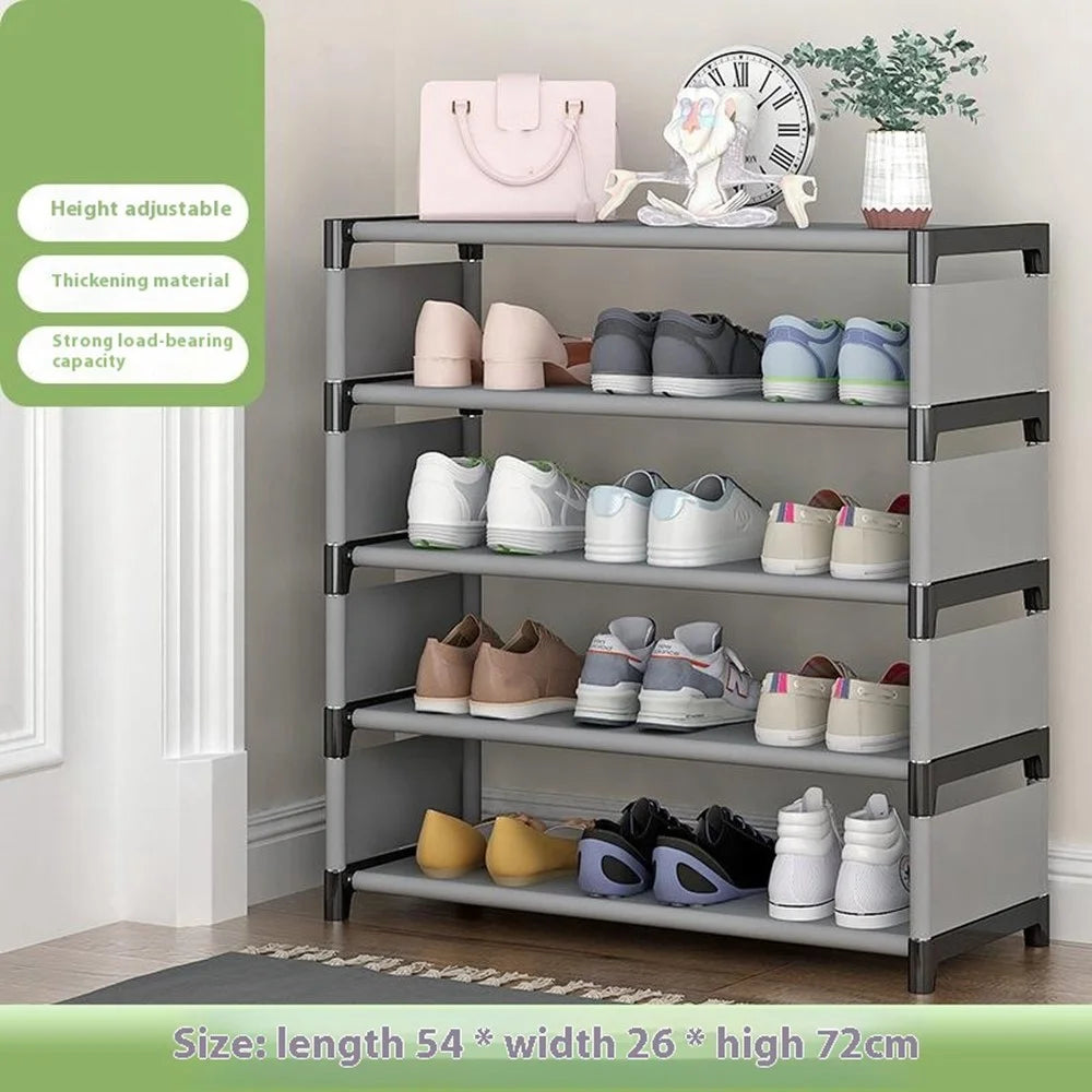5 Layers Space Saving Shoe Rack Shoe Storage Organizer Shelf for Apartment Entryway, 54 x 26 x 72cm - Grey - 2