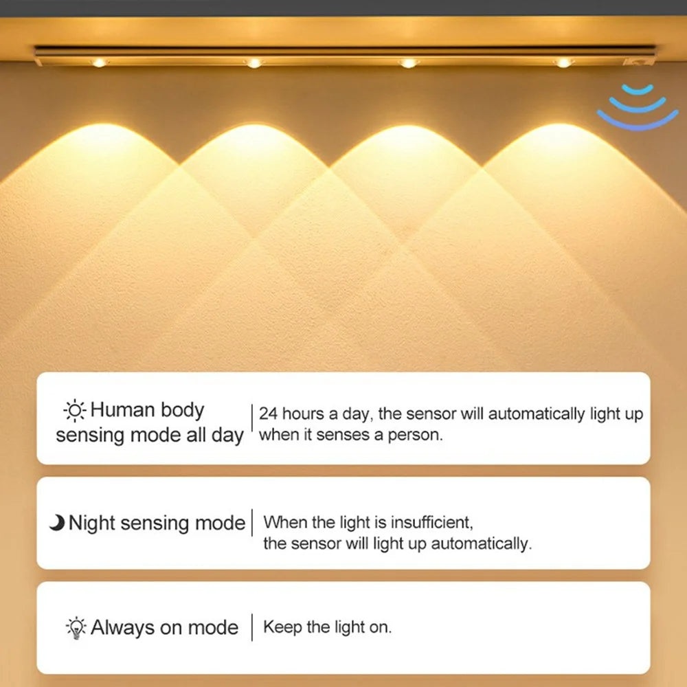 MZ-L1602 80cm Ultra Thin Motion Sensor Light Bar 3 Color Modes Dimmable Night Lamp for Wardrobe  /  Cabinet  /  Closet - Black - 5