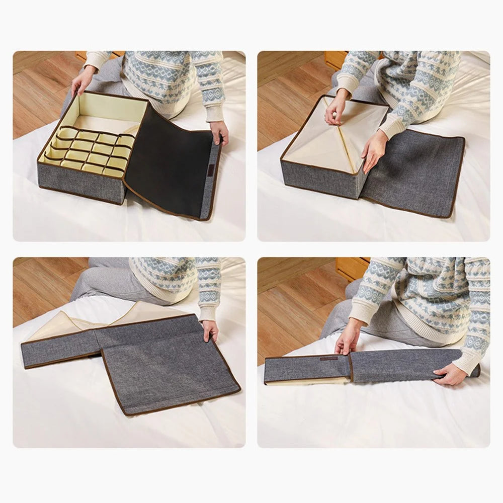 WEEKEIGHT TB-0753 Large Size 17 Grids Underwear Storage Box Bras Socks Moisture-proof Dust-proof Organizer Box - Dark Grey - 2