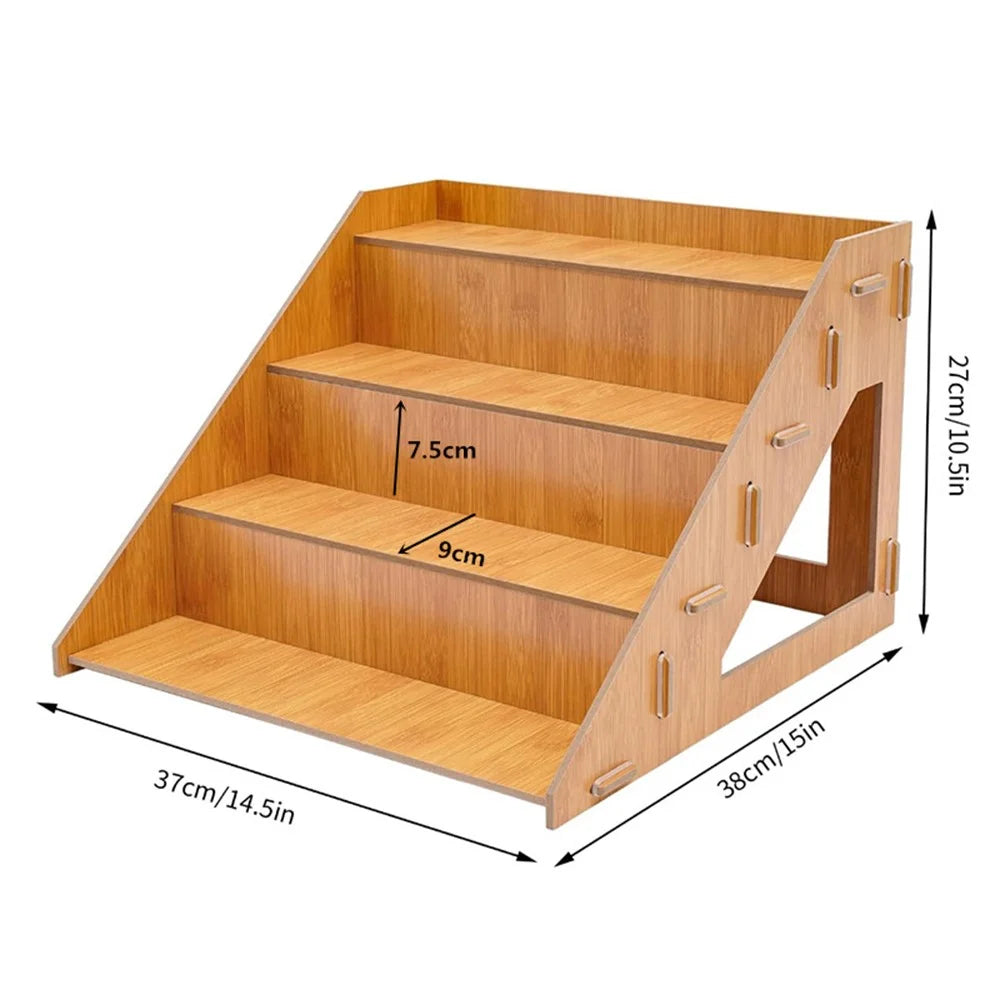 Wooden 4-Tier Display Shelf Cake Stand Flower Pot Plant Organizer Stair Shape Storage Rack - 6