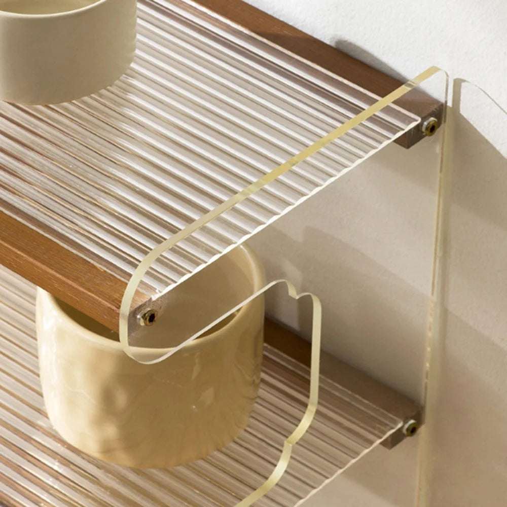 35cm 3 Tier Desktop Organizer for Office Home Bamboo Acrylic Storage Shelf Desk Rack - Beige - 4