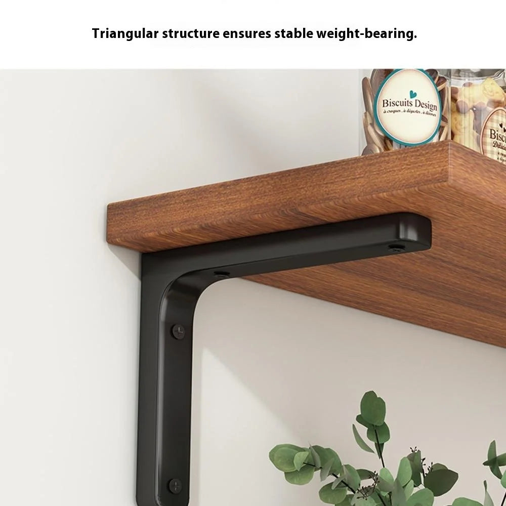 60x30cm Wall Mounted Shelf Wooden Board Storage Rack for Living Room / Bedroom / Office - Walnut - 2