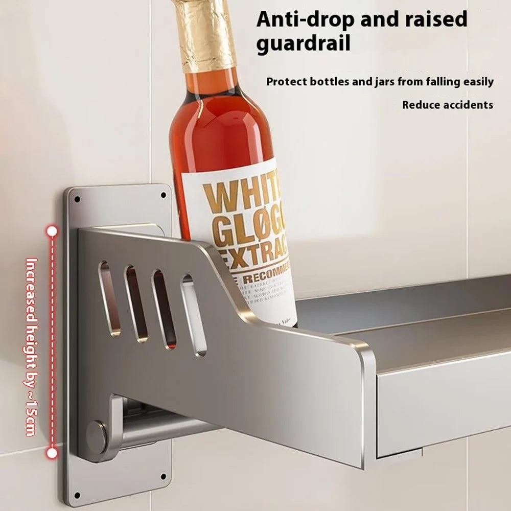20x30cm Kitchen Storage Rack Wall Mounted Spice Organizer Holder with Hooks - 3