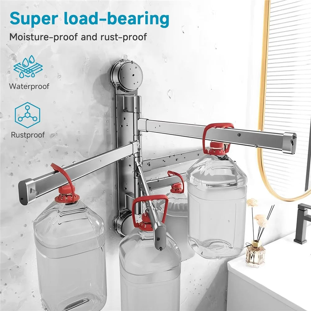 Suction Cup Rotatable Towel Rack 4 Bars 32cm No Drilling Bathroom Hanger - Tarnish - 4