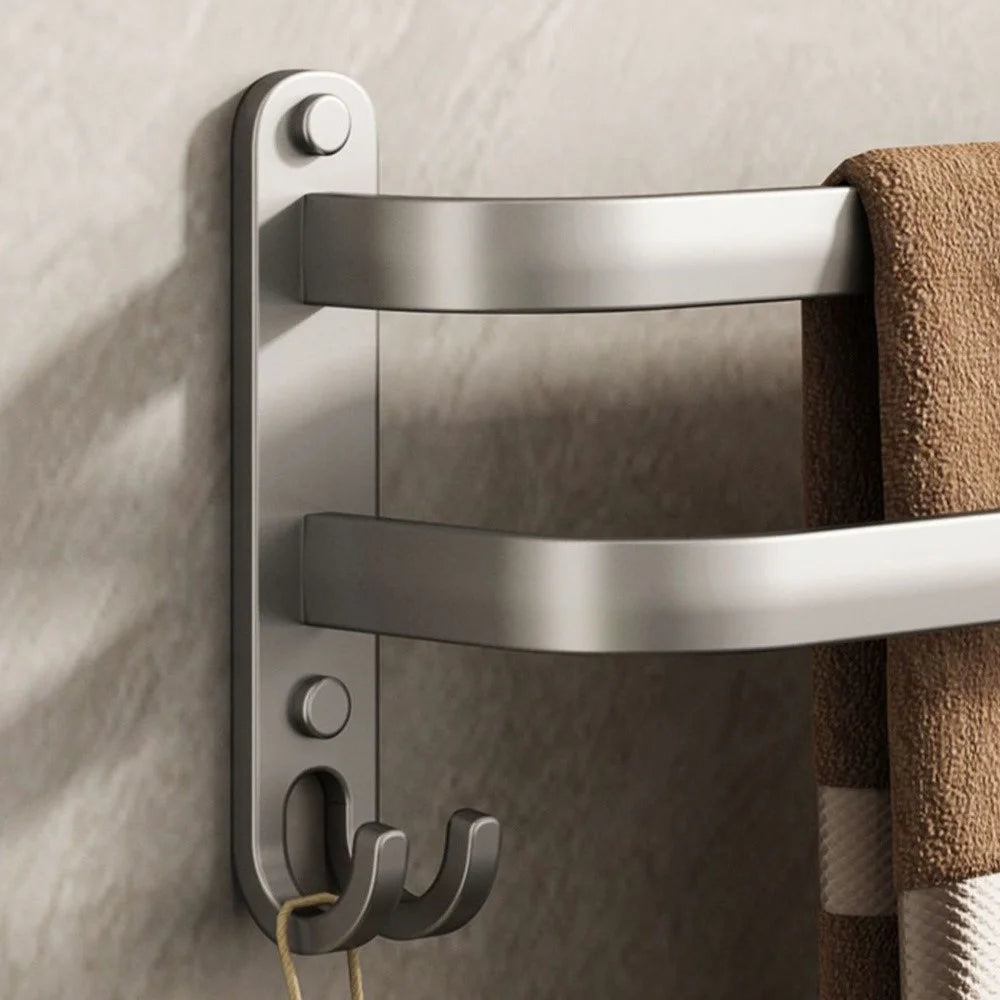 50cm Double Bar Aluminum Towel Rack Wall Mounted No Drilling Bathroom Towel Shelf Hanger - 2