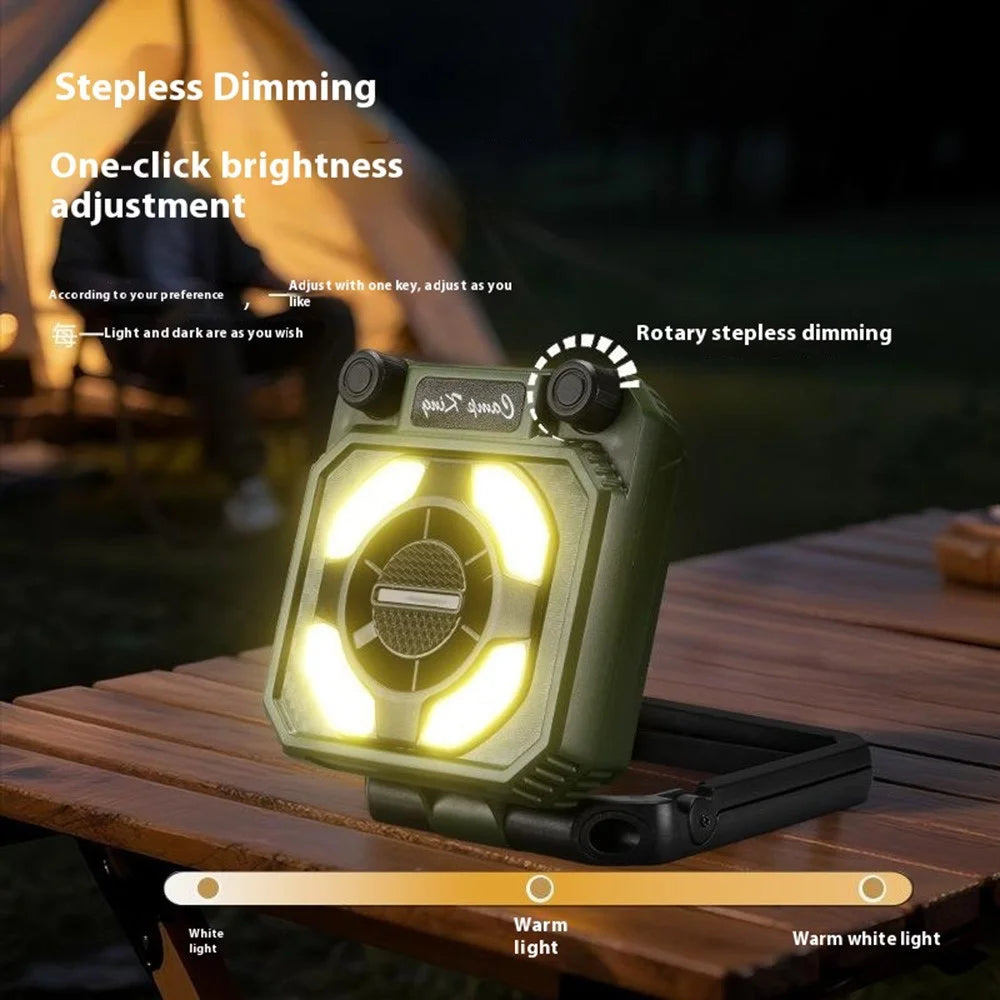 Camping Fan Light USB Rechargeable Portable Magnetic Tent Lamp with Digital Display - Army Green - 2