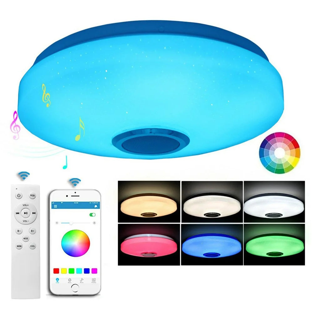 Round LED Music Ceiling Light  38CM 36W Bluetooth-Compatible Smart RGB Colorful Lamp Support Remote / APP Control - 2