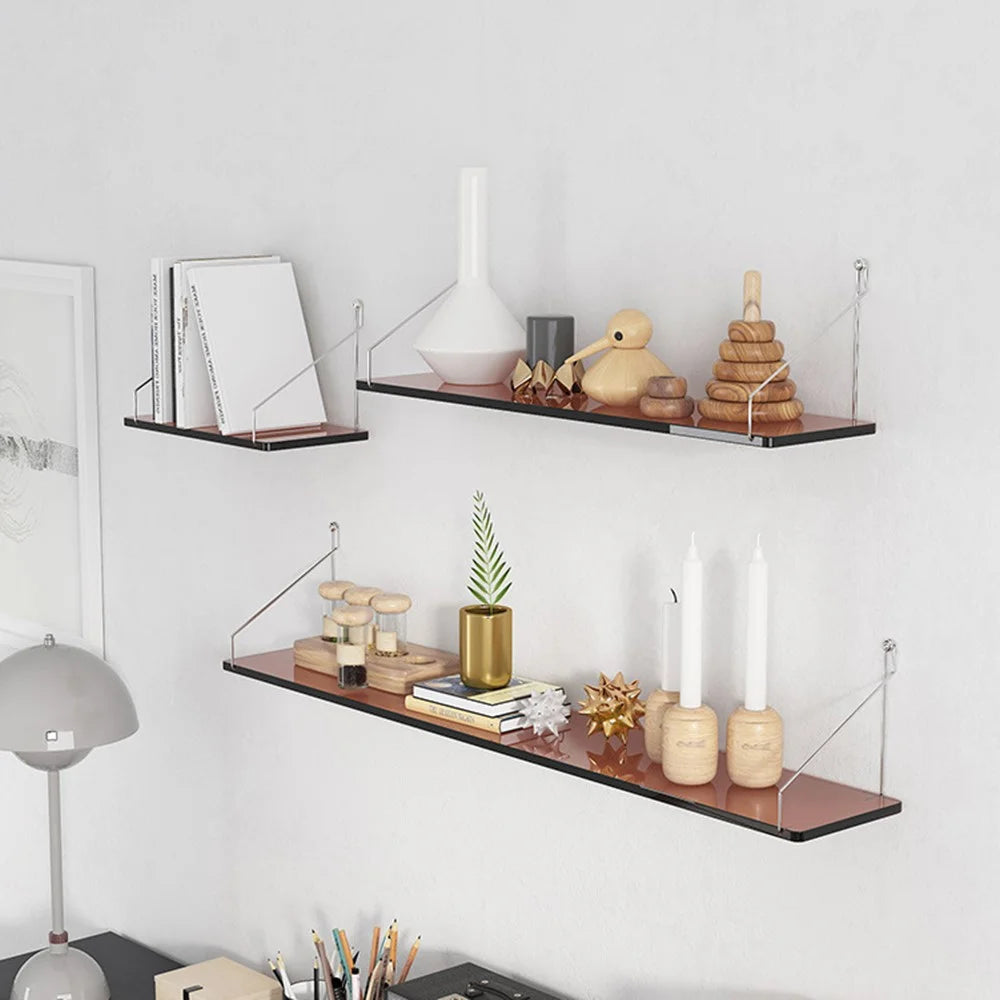 30 x 15cm Wall Mounted Floating Shelf Transparent Acrylic Bookshelf Display Rack for Living Room - Transparent Tawny - 4