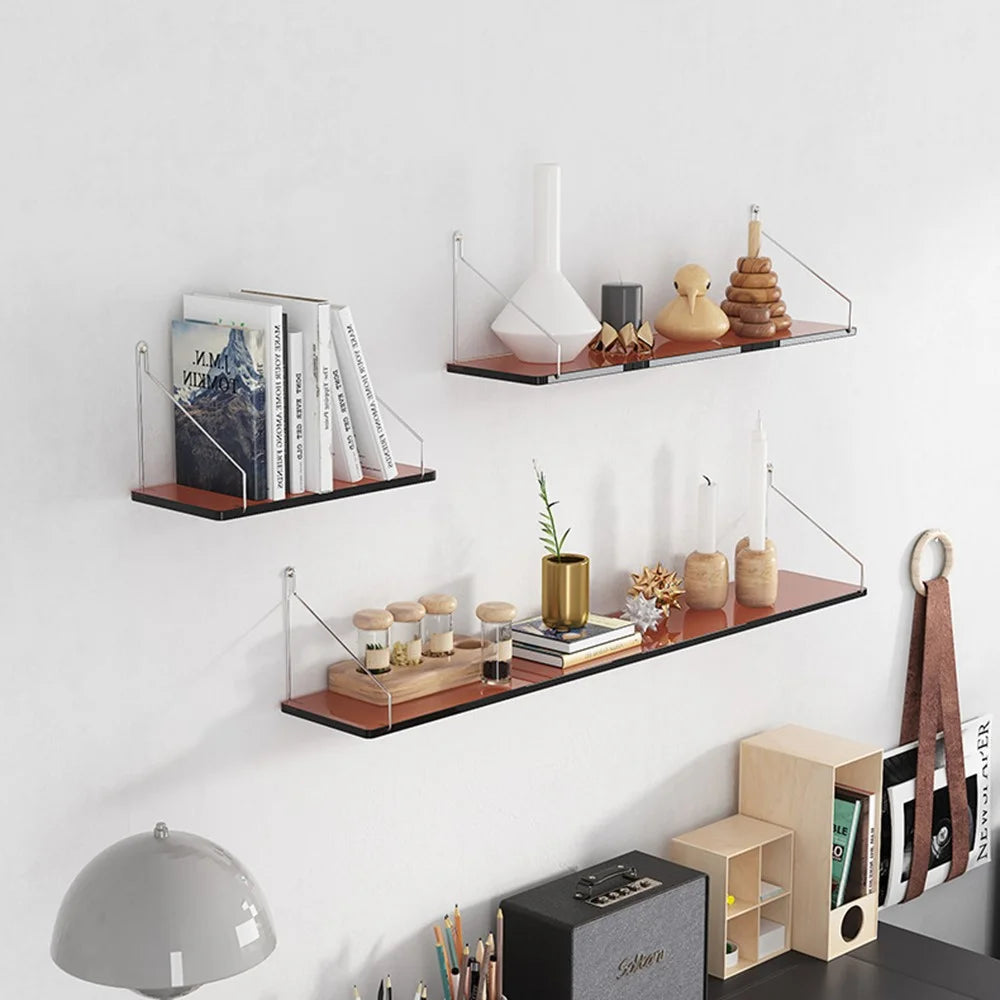 30 x 15cm Wall Mounted Floating Shelf Transparent Acrylic Bookshelf Display Rack for Living Room - Transparent Tawny - 6