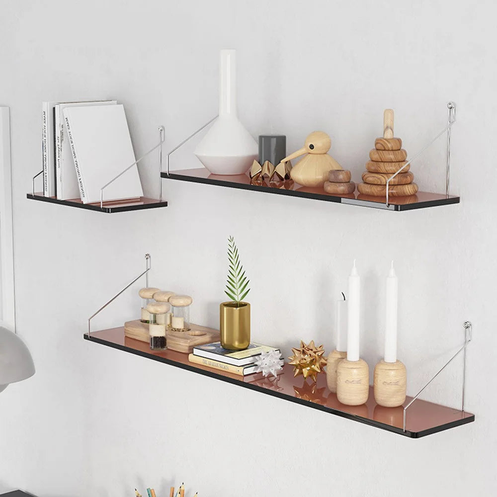 30 x 15cm Wall Mounted Floating Shelf Transparent Acrylic Bookshelf Display Rack for Living Room - Transparent Tawny - 7